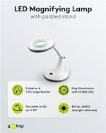 Goobay LED Magnifying Lamp with Base, 6 W, white 450 lm, 100 mm glass lens, 1.75x magnification, 3 dioptres