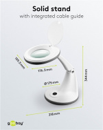 Goobay LED Magnifying Lamp with Base, 6 W, white 450 lm, 100 mm glass lens, 1.75x magnification, 3 dioptres