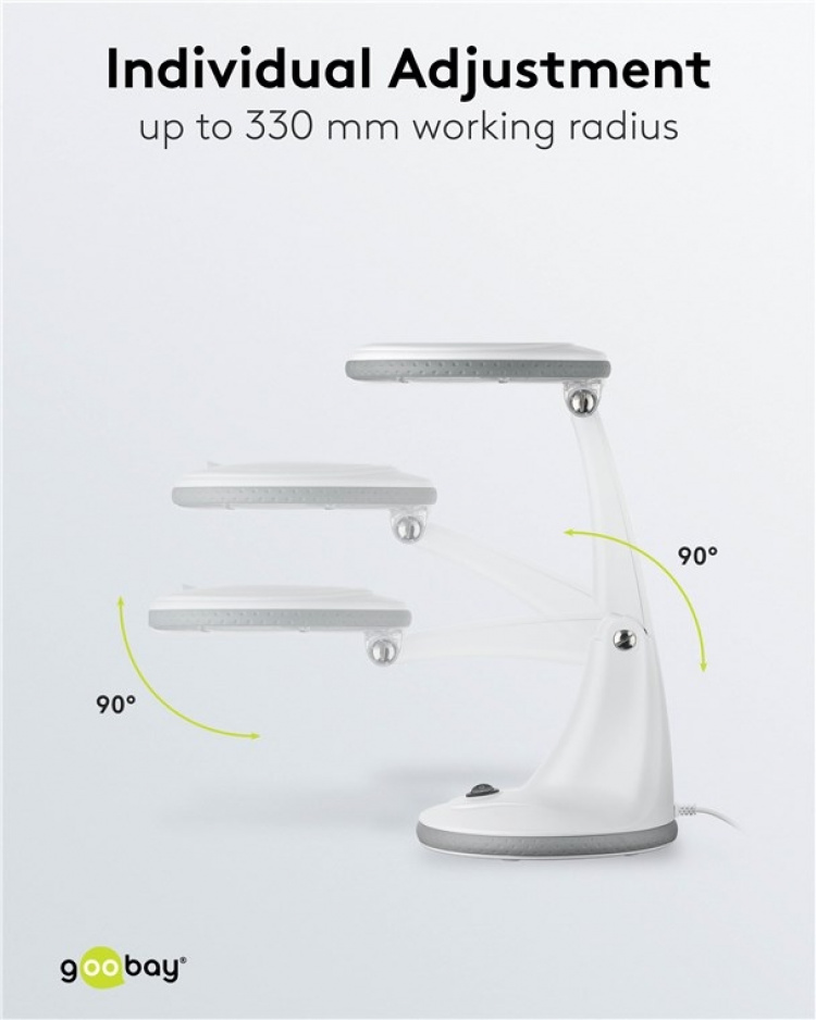 Goobay LED Magnifying Lamp with Base, 6 W, white 450 lm, 100 mm glass lens, 1.75x magnification, 3 dioptres