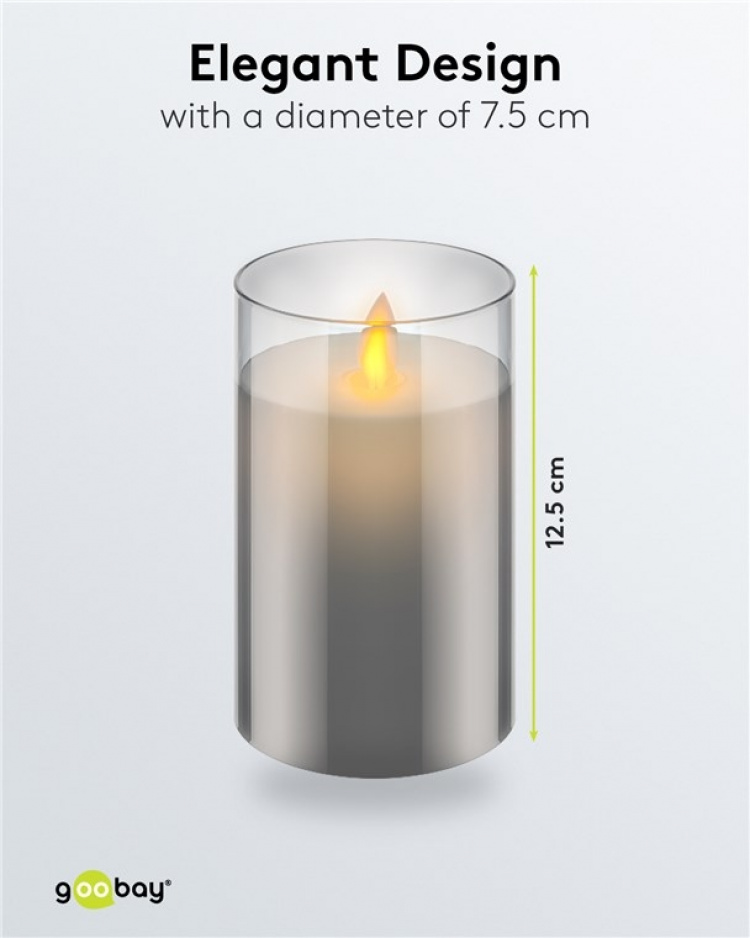 Goobay LED Real Wax Candle in Glass, 7.5 x 12.5 cm beautiful and safe lighting solution for many areas including homes and loggias, offices or schools Goobay LED Real Wax Candle in Glass, 7.5 x 12.5 cm beautiful and safe lighting solution for many areas including homes and loggias, offices or schools