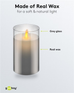 Goobay LED Real Wax Candle in Glass, 7.5 x 12.5 cm beautiful and safe lighting solution for many areas including homes and loggias, offices or schools Goobay LED Real Wax Candle in Glass, 7.5 x 12.5 cm beautiful and safe lighting solution for many areas including homes and loggias, offices or schools