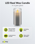 Goobay LED Real Wax Candle in Glass, 7.5 x 15 cm beautiful and safe lighting solution for many areas including homes and loggias, offices or schools Goobay LED Real Wax Candle in Glass, 7.5 x 15 cm beautiful and safe lighting solution for many areas including homes and loggias, offices or schools