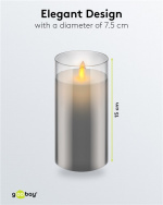 Goobay LED Real Wax Candle in Glass, 7.5 x 15 cm beautiful and safe lighting solution for many areas including homes and loggias, offices or schools Goobay LED Real Wax Candle in Glass, 7.5 x 15 cm beautiful and safe lighting solution for many areas including homes and loggias, offices or schools