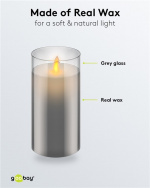 Goobay LED Real Wax Candle in Glass, 7.5 x 15 cm beautiful and safe lighting solution for many areas including homes and loggias, offices or schools Goobay LED Real Wax Candle in Glass, 7.5 x 15 cm beautiful and safe lighting solution for many areas including homes and loggias, offices or schools