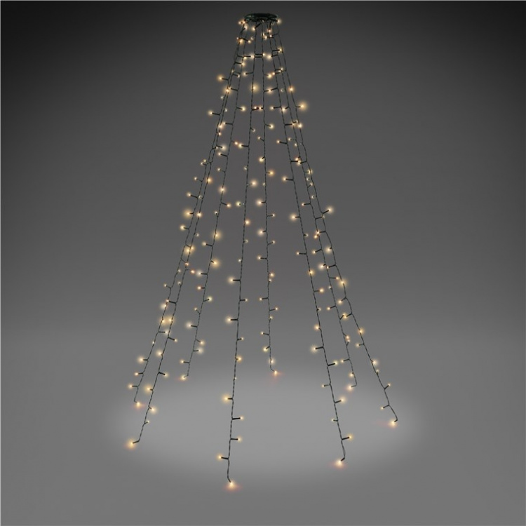 Goobay 200 LED Tree String Lights with Ring with timer and memory function, 8 light modes, 24 V external transformer, warm white (3000 K), for indoor and outdoor use (IP44) Goobay 200 LED Tree String Lights with Ring with timer and memory function, 8 light modes, 24 V external transformer, warm white (3000 K), for indoor and outdoor use (IP44)