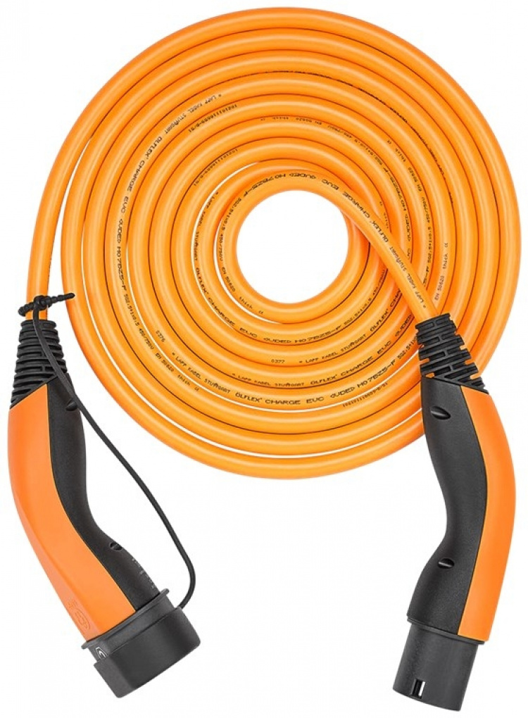LAPP MOBILITY Type 2 HELIX Convenience Charging Cable, up to 7.4 kW, 5 m, orange (5555935014) 32 A, 1 phase, for charging hybrid and electric cars with Type 2 connection