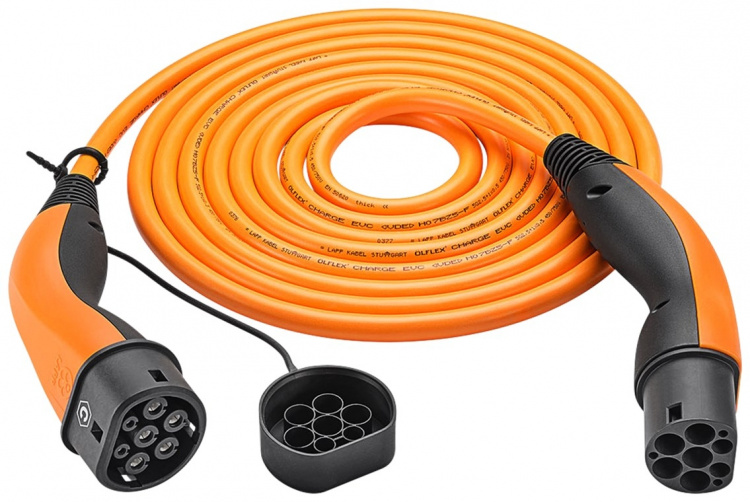 LAPP MOBILITY Type 2 HELIX Convenience Charging Cable, up to 22 kW, 5 m, orange (5555935015) 32 A, 3 phases, for charging hybrid and electric cars with Type 2 connection