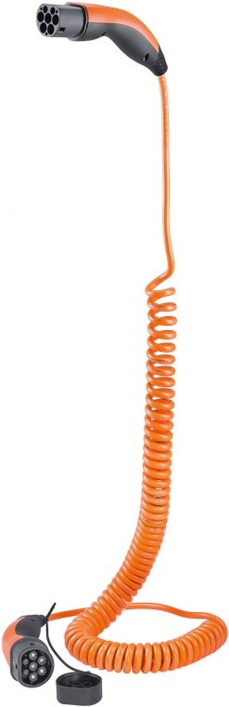 LAPP MOBILITY Type 2 Spiral Charging Cable, up to 11 kW, 5 m, orange (5555936025) 20 A, 3 phases, for charging hybrid and electric cars with Type 2 connection