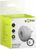 Goobay Plug-in LED Night Light with 3 operating modes (On, Off, Auto), automatic twilight sensor and safety socket (type F) Goobay Plug-in LED Night Light with 3 operating modes (On, Off, Auto), automatic twilight sensor and safety socket (type F)