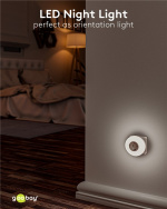 Goobay Plug-in LED Night Light with 3 operating modes (On, Off, Auto), automatic twilight sensor and safety socket (type F) Goobay Plug-in LED Night Light with 3 operating modes (On, Off, Auto), automatic twilight sensor and safety socket (type F)