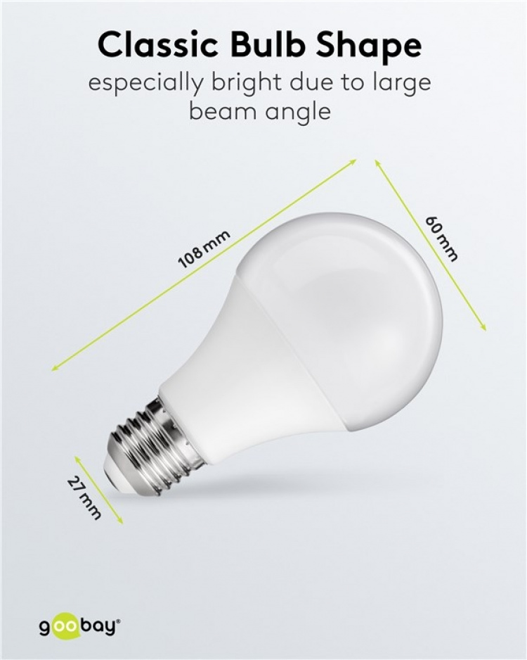 Goobay LED Bulb, 8.5 W base E27, warm white, not dimmable Goobay LED Bulb, 8.5 W base E27, warm white, not dimmable