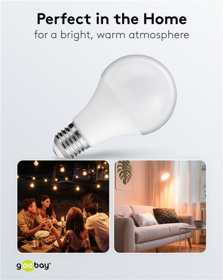 Goobay LED Bulb, 8.5 W base E27, warm white, not dimmable Goobay LED Bulb, 8.5 W base E27, warm white, not dimmable