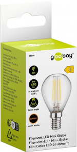 Goobay Filament LED Mini Globe, 4 W base E14, warm white, not dimmable
