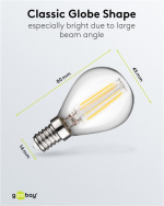 Goobay Filament LED Mini Globe, 4 W base E14, warm white, not dimmable Goobay Filament LED Mini Globe, 4 W base E14, warm white, not dimmable