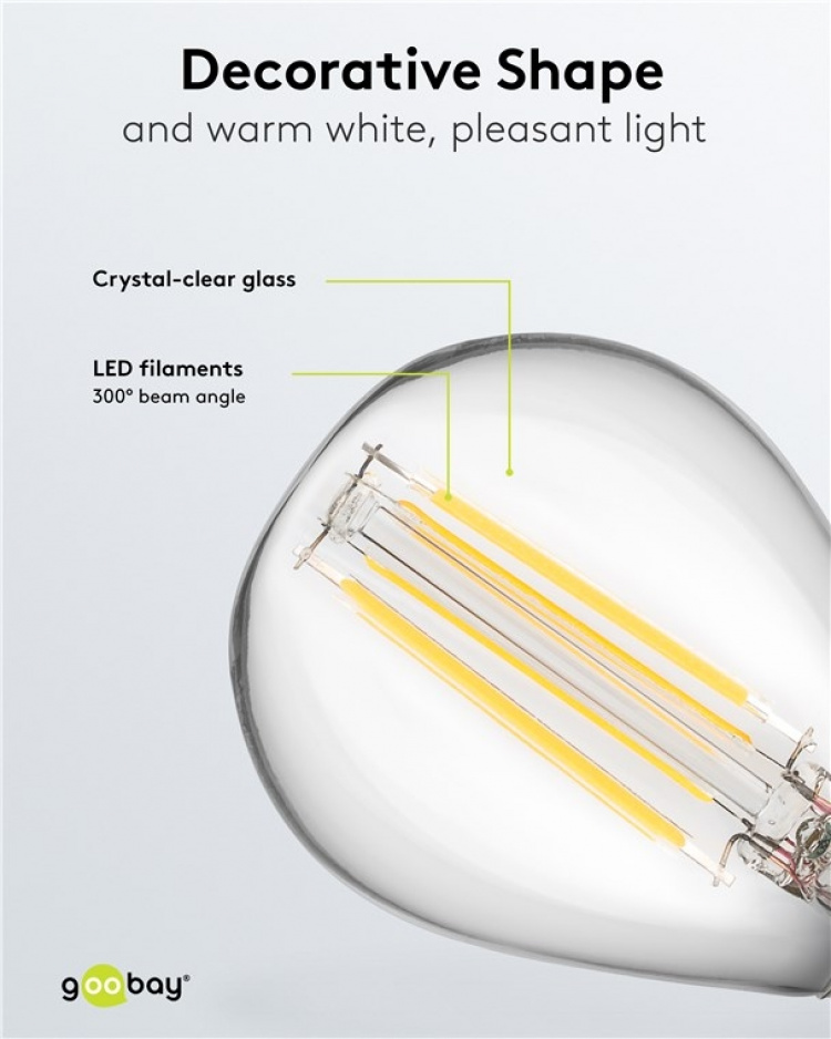 Goobay Filament LED Mini Globe, 4 W base E14, warm white, not dimmable Goobay Filament LED Mini Globe, 4 W base E14, warm white, not dimmable