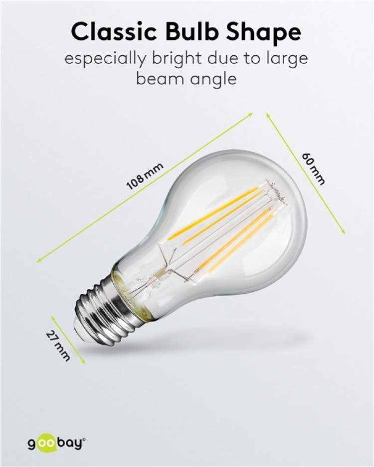 Goobay Filament LED Bulb, 7 W base E27, warm white, not dimmable Goobay Filament LED Bulb, 7 W base E27, warm white, not dimmable