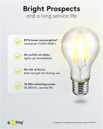 Goobay Filament LED Bulb, 11 W base E27, warm white, not dimmable
