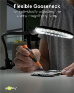 Goobay LED Magnifying Lamp with Clamp, 6 W, black 480 lm, 100 mm glass lens, 1.75x magnification, 3 dioptres