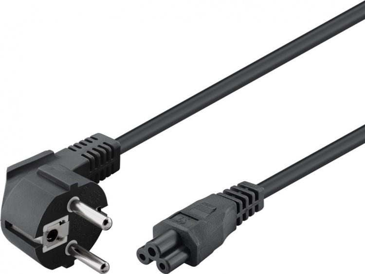 Goobay Mains Cable (Protective Contact) Angled, 1.8 m, Black safety plug (type F, CEE 7/7) 90° > appliance socket C5 Goobay Mains Cable (Protective Contact) Angled, 1.8 m, Black safety plug (type F, CEE 7/7) 90° > appliance socket C5