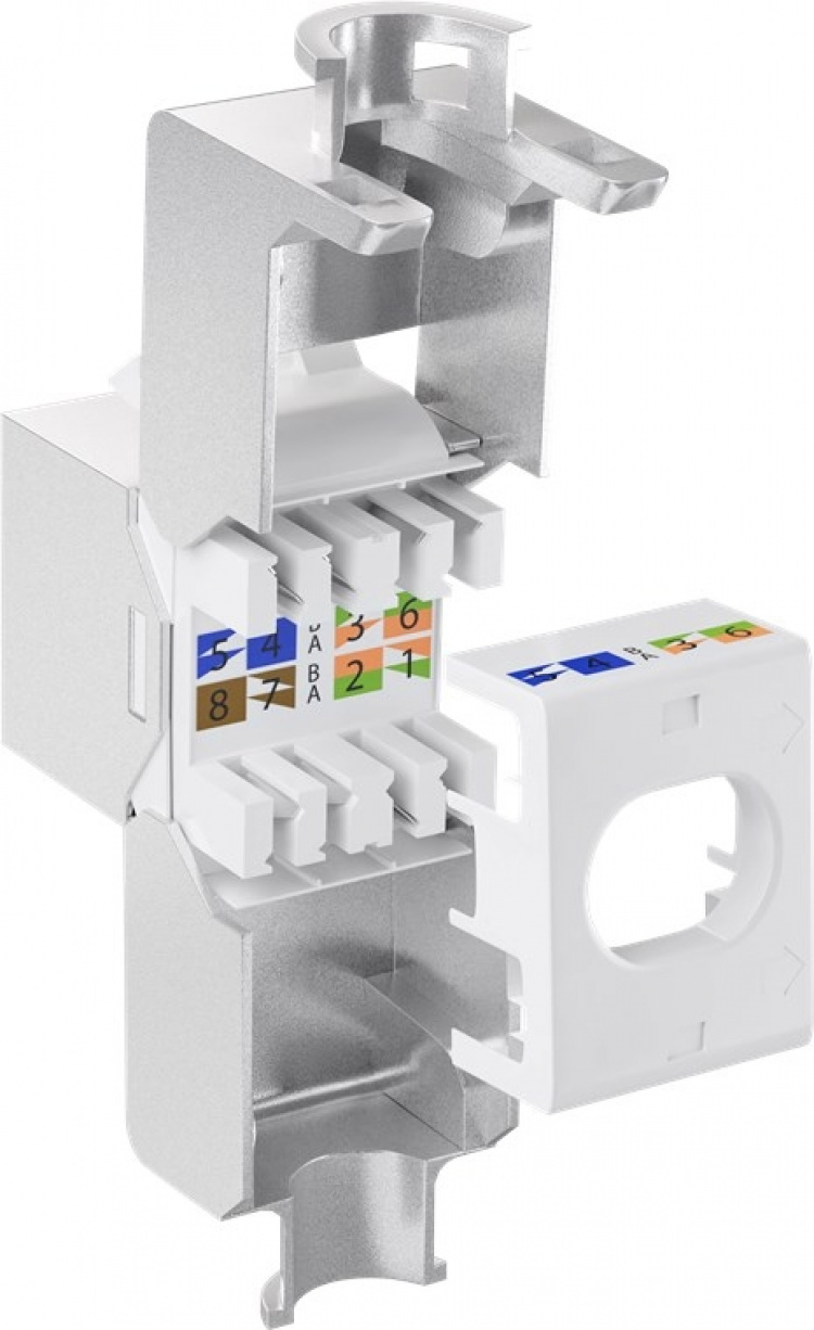 Goobay Keystone Module RJ45 CAT 6A, STP, Slim-Line 14.7 mm wide, crocodile type, for IDC connection (toolless) Goobay Keystone Module RJ45 CAT 6A, STP, Slim-Line 14.7 mm wide, crocodile type, for IDC connection (toolless)