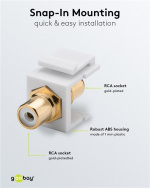 Goobay Keystone Cinch/RCA Module 16.2 mm width, 2 RCA female, white, gold-plated