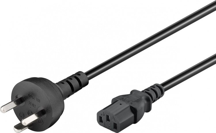Goobay IEC Cord Denmark Type K, 2 m, Black Denmark plug (Type K, IEC 60906-1) > C13 appliance socket (IEC connector)