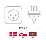 Goobay IEC Cord Denmark Type K, 2 m, Black Denmark plug (Type K, IEC 60906-1) > C13 appliance socket (IEC connector)