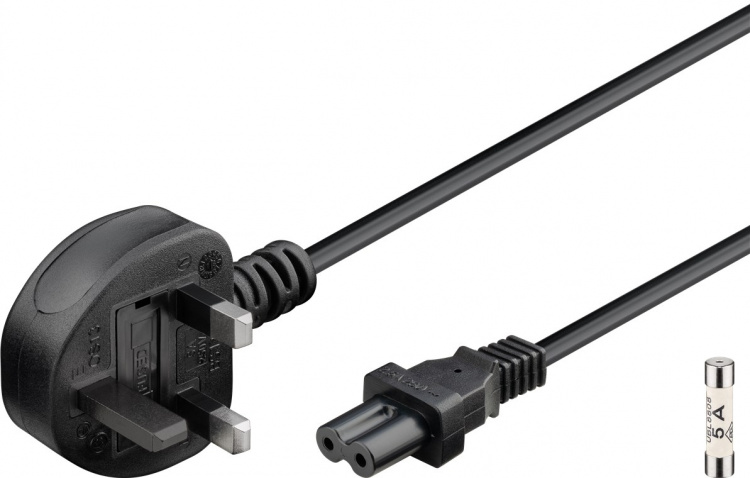 Goobay UK Mains Connection Cable, 1.8 m, Black UK 3-pin plug (type G, BS 1363) > C7 appliance socket