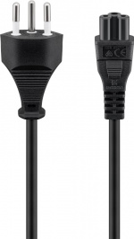 Goobay Mains Connection Cable Switzerland, 1.8 m, Black Switzerland plug (type J, SEV 1011) > C5 appliance socket Goobay Mains Connection Cable Switzerland, 1.8 m, Black Switzerland plug (type J, SEV 1011) > C5 appliance socket
