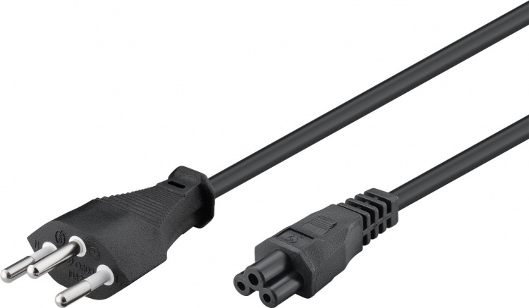 Goobay Mains Connection Cable Switzerland, 1.8 m, Black Switzerland plug (type J, SEV 1011) > C5 appliance socket Goobay Mains Connection Cable Switzerland, 1.8 m, Black Switzerland plug (type J, SEV 1011) > C5 appliance socket