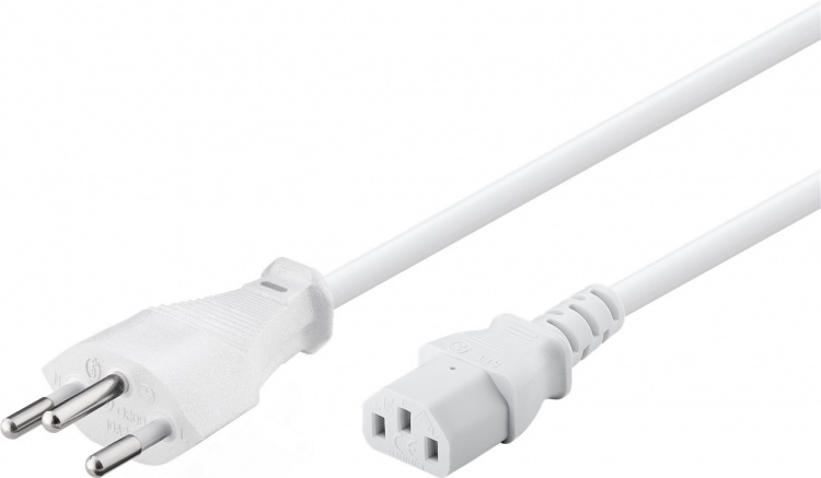 Goobay IEC Cord Switzerland, 2 m, White Swiss plug (type J, SEV 1011) > C13 appliance socket Goobay IEC Cord Switzerland, 2 m, White Swiss plug (type J, SEV 1011) > C13 appliance socket
