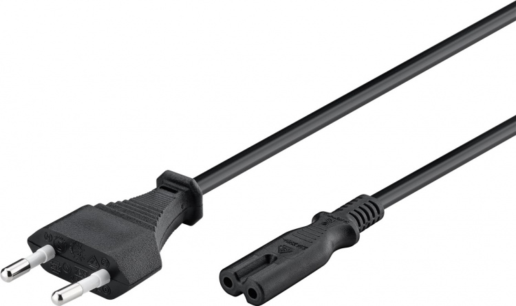 Goobay Connection Cable Euro Plug, 5 m, Black Euro plug (type C, CEE 7/16) > appliance socket C7 Goobay Connection Cable Euro Plug, 5 m, Black Euro plug (type C, CEE 7/16) > appliance socket C7