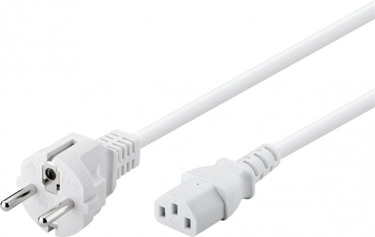 Goobay IEC Cord, 5 m, White safety plug (type F, CEE 7/7) > Appliance socket C13
