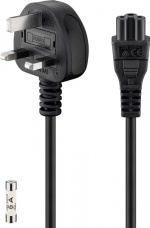 Goobay UK - Device Connection Cable, 1.8 m, Black UK 3-pin plug (type G, BS 1363) > C5 appliance socket Goobay UK - Device Connection Cable, 1.8 m, Black UK 3-pin plug (type G, BS 1363) > C5 appliance socket