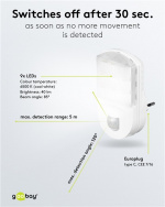 Goobay LED Night Light with Motion Detector cool white, 120° detection, 5 m range, for indoor use (IP20) Goobay LED Night Light with Motion Detector cool white, 120° detection, 5 m range, for indoor use (IP20)