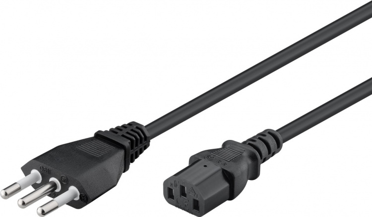 Goobay IEC Cord Italy, 1.8 m, Black Italy plug (type L, CEI 23-16-VII) > C13 appliance socket (IEC connector)