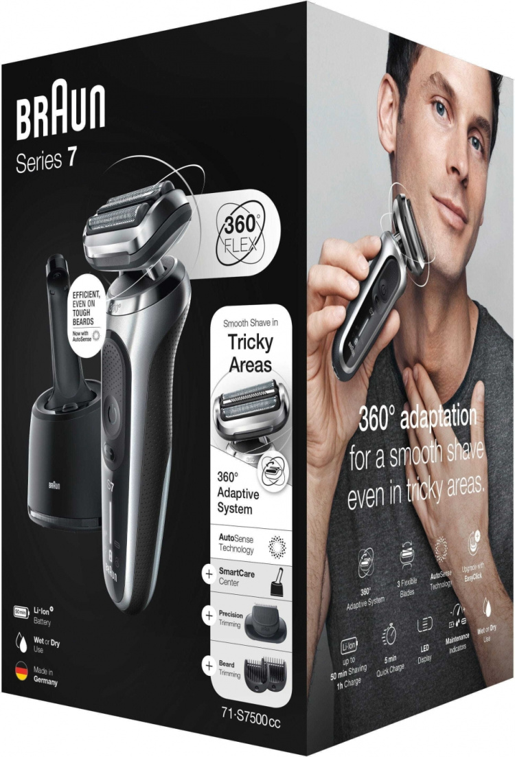 Braun Series 7 71-S7500cc -parranajokone puhdistusasemalla