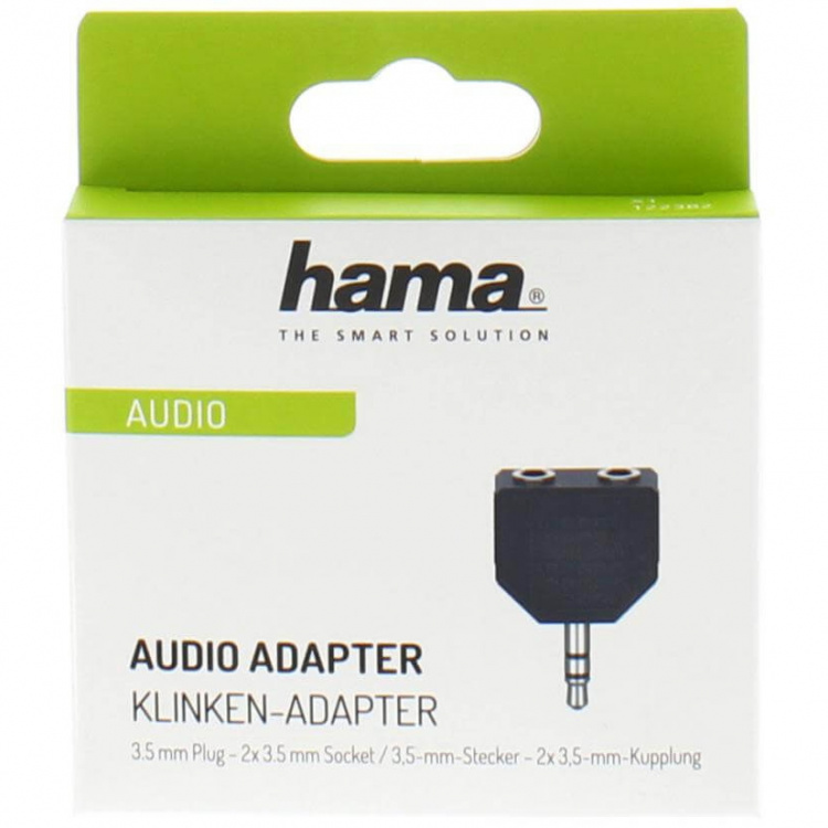 Hama Adapter Audio 2x3.5mm- 3.5mm 2xFemale-Male Black
