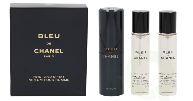 Chanel Bleu De Chanel Pour Homme Giftset 60 ml, 3x Edt Spray 20ml - Twist and Spray - Travel Sprays