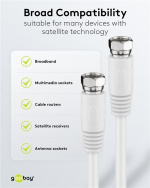 Goobay SAT Antenna Cable (80 dB), Double Shielded F plug > F plug (fully shielded), 2.5 m