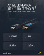 ClickTronic Adapterkabel för aktiv DisplayPort™ till HDMI™ (4K/60Hz) Premiumkabel | 1x DisplayPort™-kontakt >> 1x HDMI™-kontakt | 10,0 m | 4K @ 60 Hz
