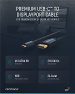 ClickTronic Adapterkabel från USB-C™ till DisplayPort™ Premiumkabel | USB-C™-kontakt DisplayPort™-kontakt | 1,0 m | 4K @ 60 Hz