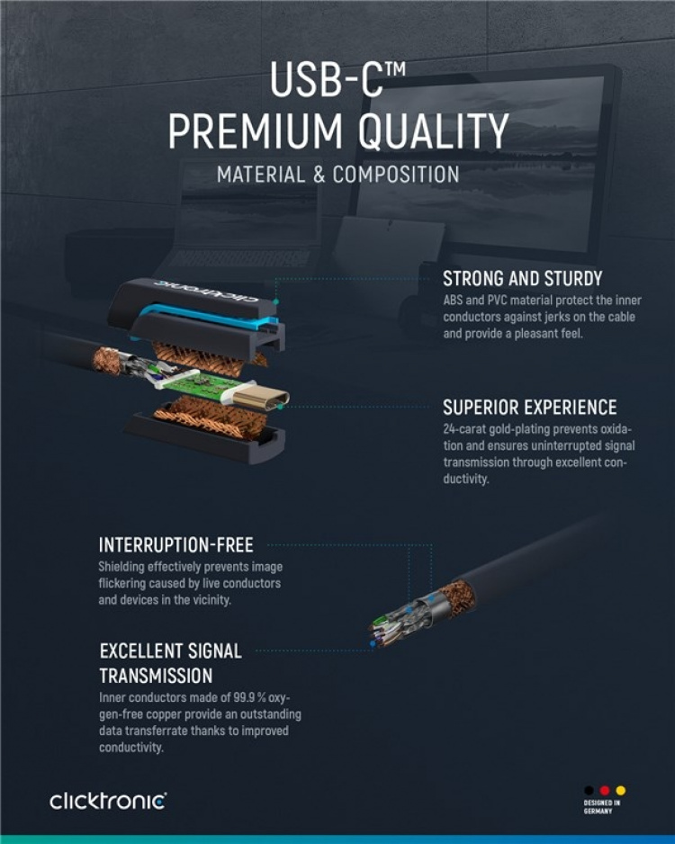 ClickTronic Adapterkabel från USB-C™ till USB-A 3.2 Gen 1 Premiumkabel | USB-C™-kontakt USB-A 3.0-kontakt | 0,5 m | 5 Gbit/s ClickTronic Adapterkabel från USB-C™ till USB-A 3.2 Gen 1 Premiumkabel | USB-C™-kontakt USB-A 3.0-kontakt | 0,5 m | 5 Gbit/s