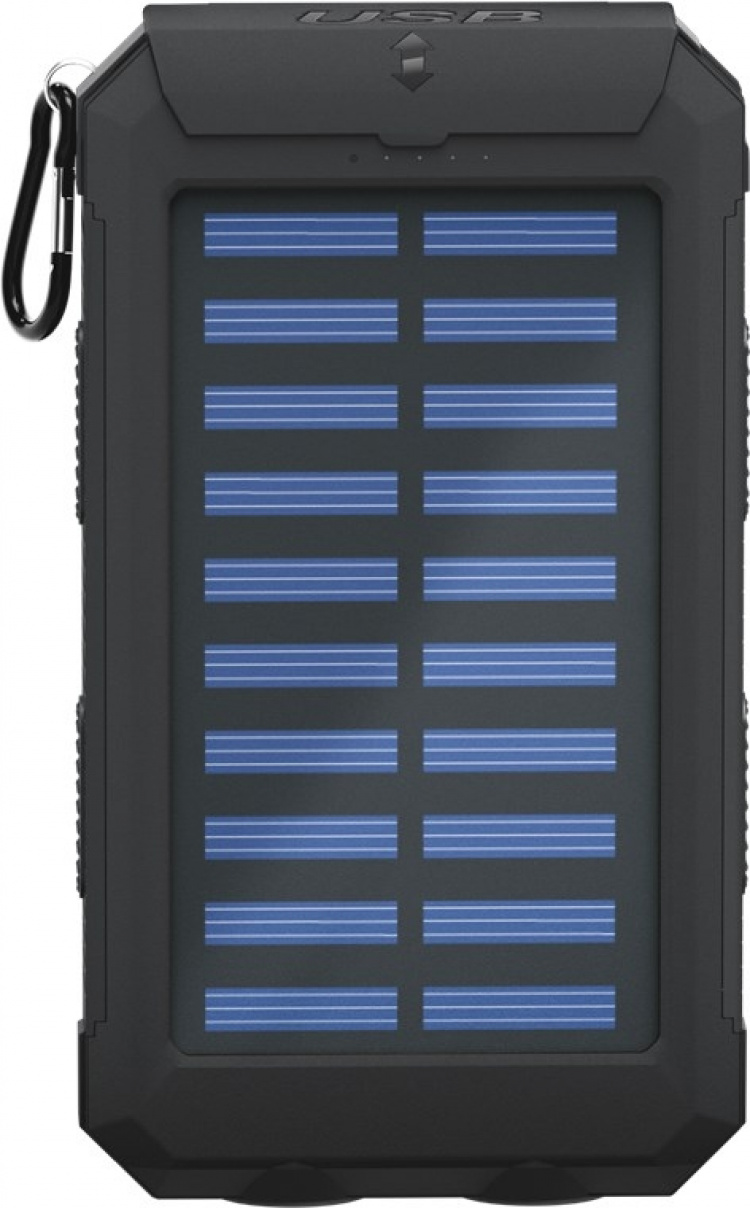 Goobay Outdoor Power Bank 8.0 (8,000 mAh) for outdoor adventures thanks to its robust design, solar panel and torch function