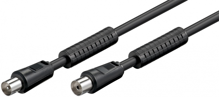 Goobay Antenna Cable with Ferrite (80 dB), Double Shielded coaxial plug > coaxial socket (fully shielded), 5 m Goobay Antenna Cable with Ferrite (80 dB), Double Shielded coaxial plug > coaxial socket (fully shielded), 5 m
