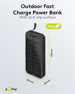 Goobay Outdoor Fast Charge Power Bank with Solar 20,000 mAh (USB C™ PD, QC 3.0) Robust all-round power supply for outdoor use