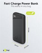 Goobay Fast Charge Power Bank 20,000 mAh (USB-C™ PD, QC 3.0) Powerful power bank with status display, Quick Charge compatible