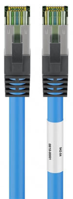 Goobay RJ45 (CAT 6A, 500 MHz) Patch Cable with CAT 8.1 S/FTP Raw Cable, blue 99.9 % oxygen-free copper conductor (OFC), AWG 24, halogen-free cable sheath (LSZH), 20 m