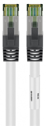 Goobay CAT 8.1 Patch Cord, S/FTP (PiMF), white 99.9 % oxygen-free copper conductor (OFC), AWG 24, halogen-free cable sheath (LSZH), 0.25 m