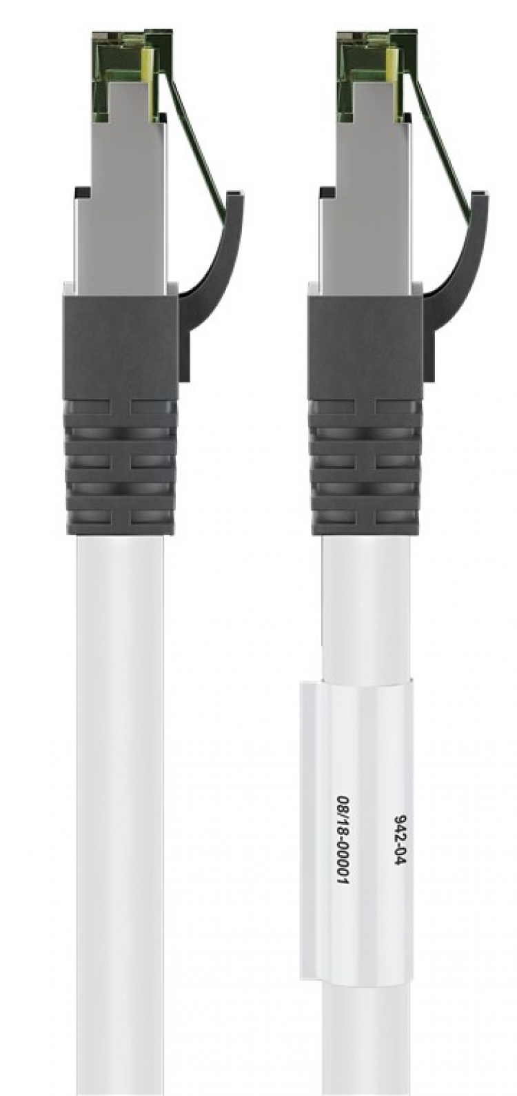 Goobay CAT 8.1 Patch Cord, S/FTP (PiMF), white 99.9 % oxygen-free copper conductor (OFC), AWG 24, halogen-free cable sheath (LSZH), 0.25 m